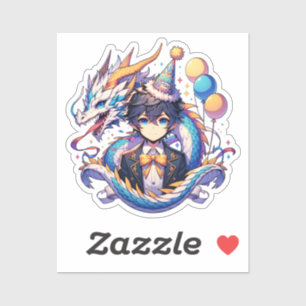 Anime Dragon Boys Geburtstag Aufkleber