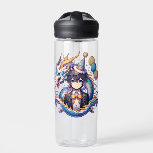 Anime Dragon Boys Geburtstag Personalisiert Trinkflasche (Vorderseite)