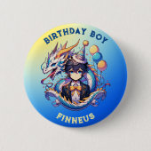 Anime Dragon Personalisiert Birthday Boy Button (Vorderseite)