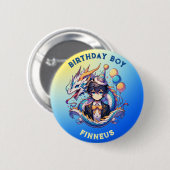 Anime Dragon Personalisiert Birthday Boy Button (Vorne & Hinten)