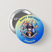 Anime Dragon Personalisiert Birthday Boy Button (Vorne & Hinten)