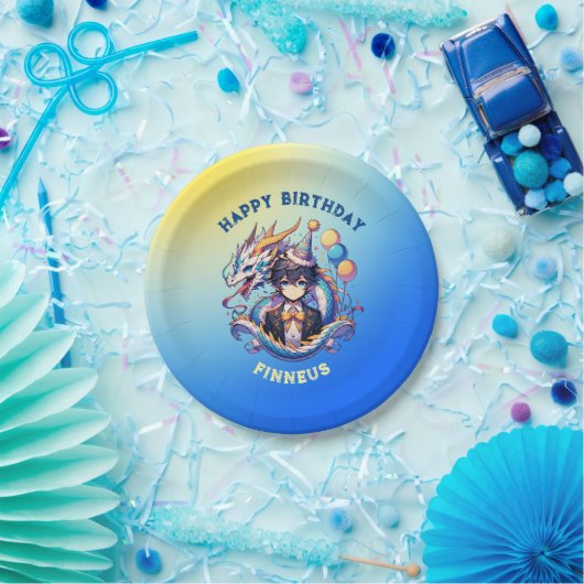 Anime Dragon Personalisiert Boys Geburtstag Pappteller (Party)