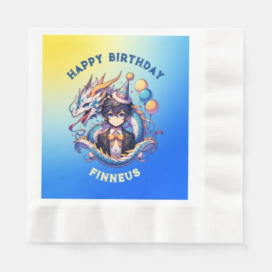 Anime Dragon Personalisiert Boys Geburtstag Serviette (Vorderseite)