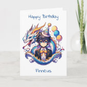 Anime Dragon thematisierte den Geburtstag des Jung Karte (Vorderseite)