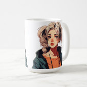 Anime Dream: Schönheit in Beige Kaffeetasse (VorderseiteRechts)