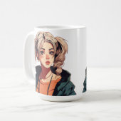 Anime Dream: Schönheit in Beige Kaffeetasse (Vorderseite Links)