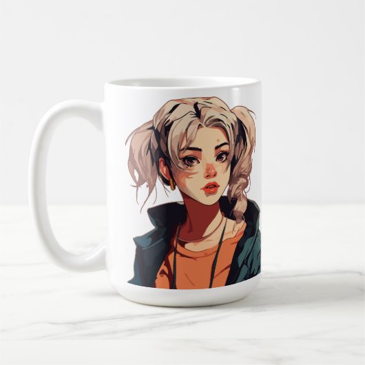 Anime Dream: Schönheit in Beige Kaffeetasse (Links)