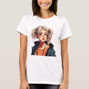 Anime Dream: Schönheit in Beige T-Shirt