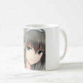 Anime dunkelhaarige Girl graue Augen Kaffee Tasse (VorderseiteRechts)