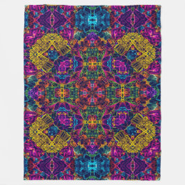 Anime Electric Neon Robot Satin Mandala Fleecedecke