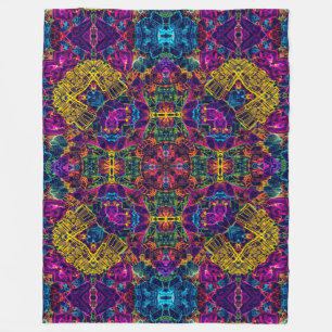 Anime Electric Neon Robot Satin Mandala Fleecedecke