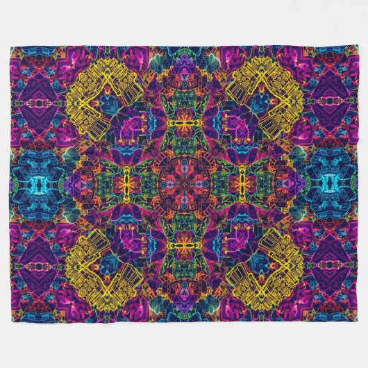 Anime Electric Neon Robot Satin Mandala Fleecedecke (Vorderseite (Horizontal))