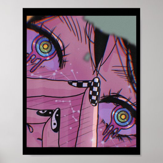 Anime Eyes Pastel Kawaii Girl Aesthetic Japanese O Poster (Vorne)