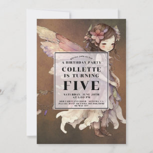 Anime Fairy Girl's 5. Geburtstagsparty Einladung