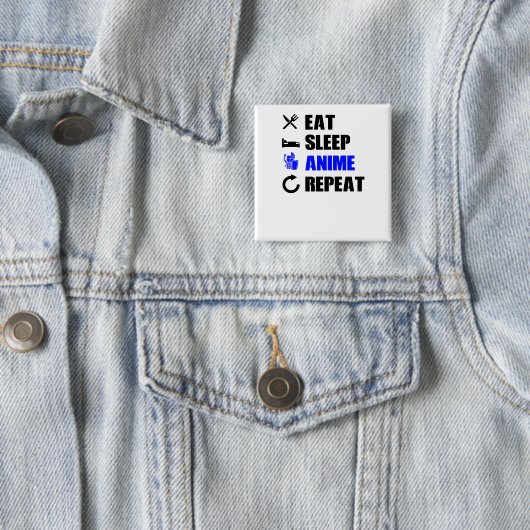 Anime-Fan essen Schlafanime-Wiederholung Button (Beispiel)