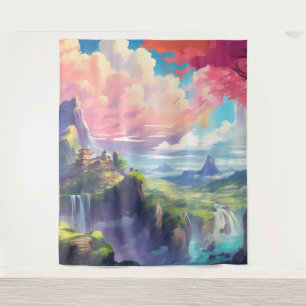 Anime fantastische Landschaftstapestry Wandteppich