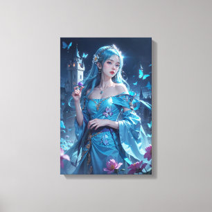 Anime Fantasy Blaue Prinzessin Leinwanddruck - Mag