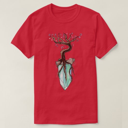 Anime Fantasy Sakura Tree on Floating Crystal T-Shirt (Design vorne)