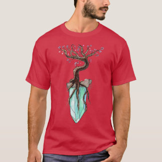Anime Fantasy Sakura Tree on Floating Crystal T-Shirt