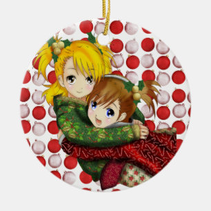 Anime-Feiertags-Umarmung Keramik Ornament