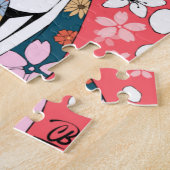 Anime Floral Geisha Pink White Jigsaw Puzzle (Seite)