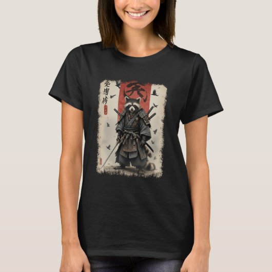 Anime for Men, Samurai Raccoon Graphic, Japanese W T-Shirt (Vorderseite)