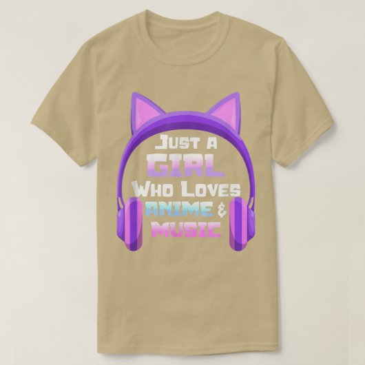 Anime for Teen Girls Just a Girl Music Cat Ohr Hea T-Shirt (Design vorne)