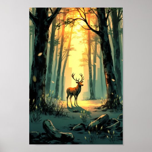 Anime Forest Deer Spirit Wall Art Poster (Vorne)