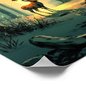 Anime Forest Deer Spirit Wall Art Poster (Ecke)
