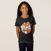 Anime Fox Drinking Boba Tea Girls Grafik T-Shirt (Vorne ganz)