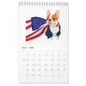 Anime French Bulldog mit US-Flagge Kalender (Mär 2026)
