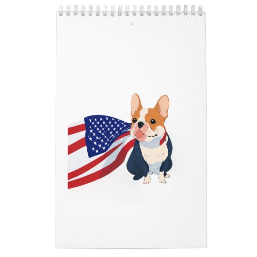 Anime French Bulldog mit US-Flagge Kalender (Titelbild)