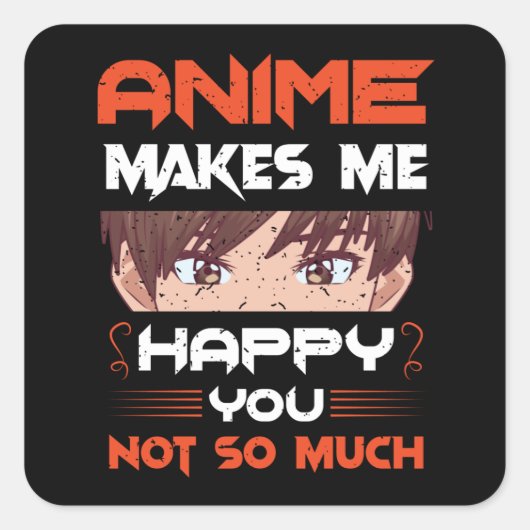 Anime freut mich nicht so sehr quadratischer aufkleber (Vorderseite)