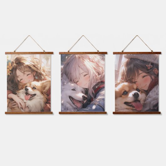 Anime Friends Wandteppich Mit Holzrahmen (Dreifach)