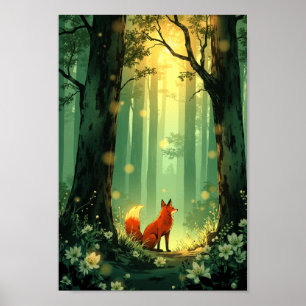 Anime-Fuchs-Geist-Wald-Wandkunst Poster