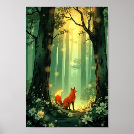 Anime-Fuchs-Geist-Wald-Wandkunst Poster (Vorne)