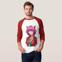 Anime-Fuchs-Mädchen mit rosa Haaren Fantasy-Kunst