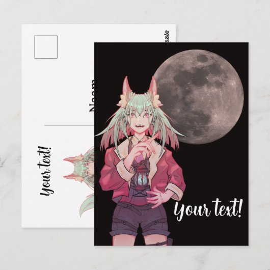 Anime, full moon postkarte (Vorne/Hinten)