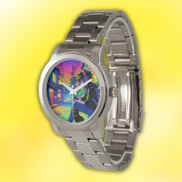 Anime Gamer mit Black Cat | Armbanduhr