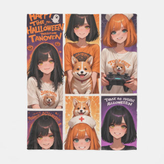 Anime-Gamerin Halloween-Plakat Fleecedecke