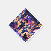 Anime Gaming Couple mit ihrer Katze | Serviette (Ecke)