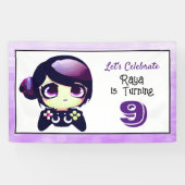 Anime Gaming Girl Birthday Party Banner (Horizontal)