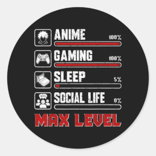Anime-Gaming-Max-Level-lustige-Geschenke-für-Männe Runder Aufkleber