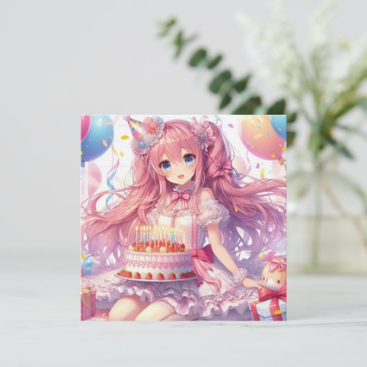 Anime Geburtstag Einladung (Stehend Vorderseite)