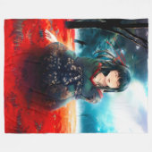 Anime-Geisha-Mädchen-Spritzpistolen-Kunst Fleecedecke (Vorderseite (Horizontal))