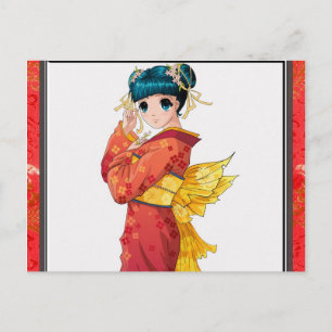 Anime-Geisha Postkarte