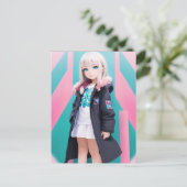 Anime Girl 039 Postkarte (Stehend Vorderseite)