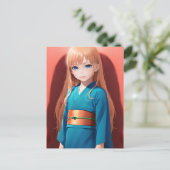 Anime Girl 040 Postkarte (Stehend Vorderseite)