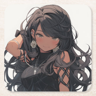 Anime girl #1 rechteckiger pappuntersetzer