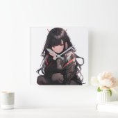 Anime girl #2 quadratische wanduhr (Zuhause)